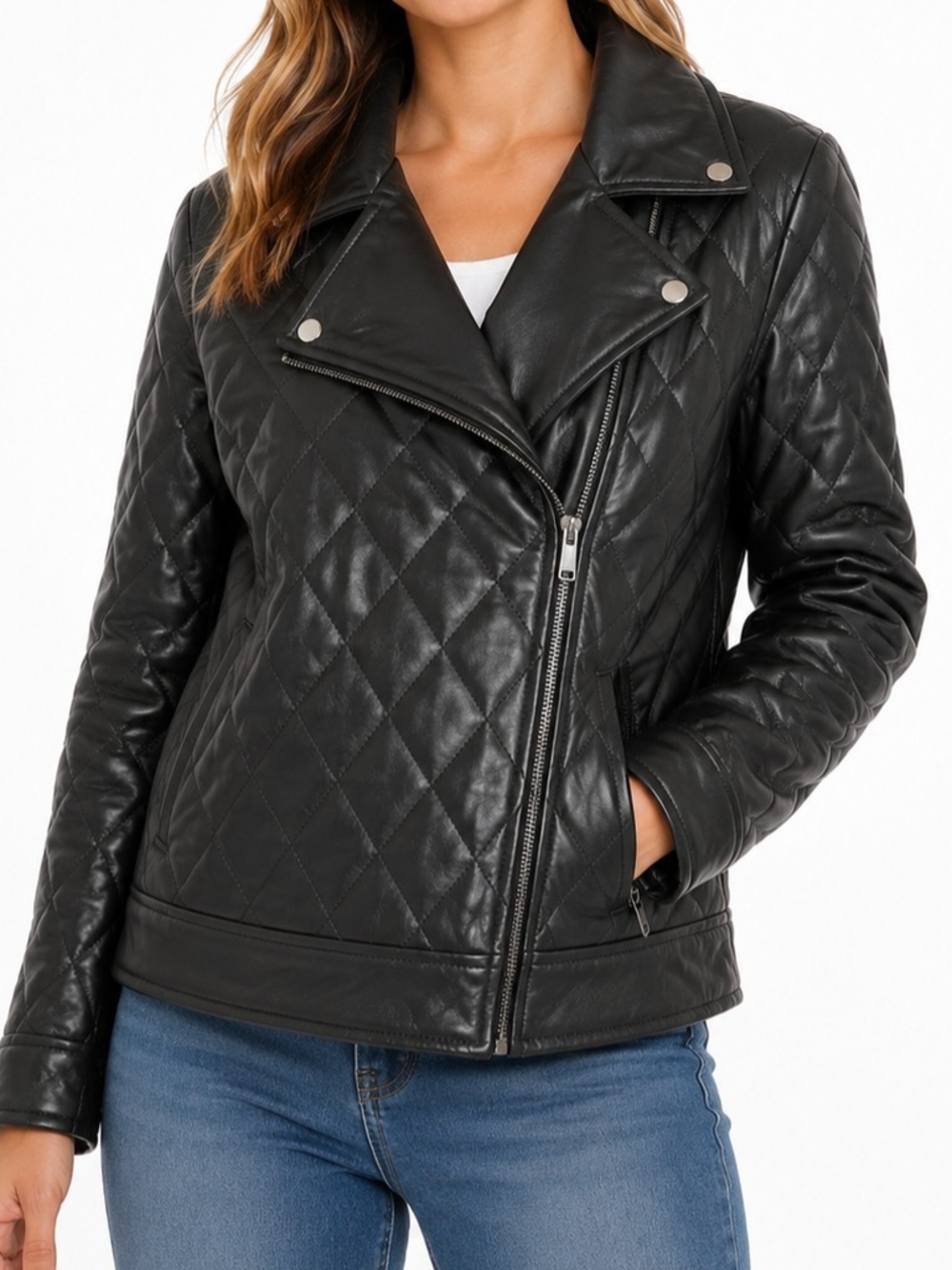 Quilted Black Faux Leather Jacket